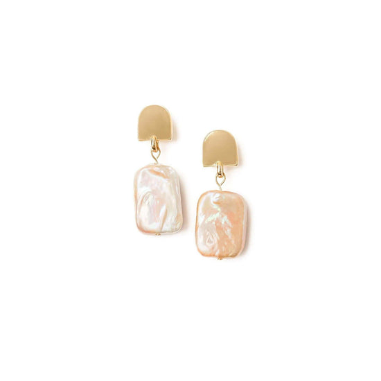 gold dome + peachy pearl earrings - VUE by SEK