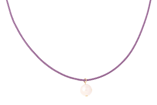 pearl + purple cord necklace - Necklaces - VUE by SEK