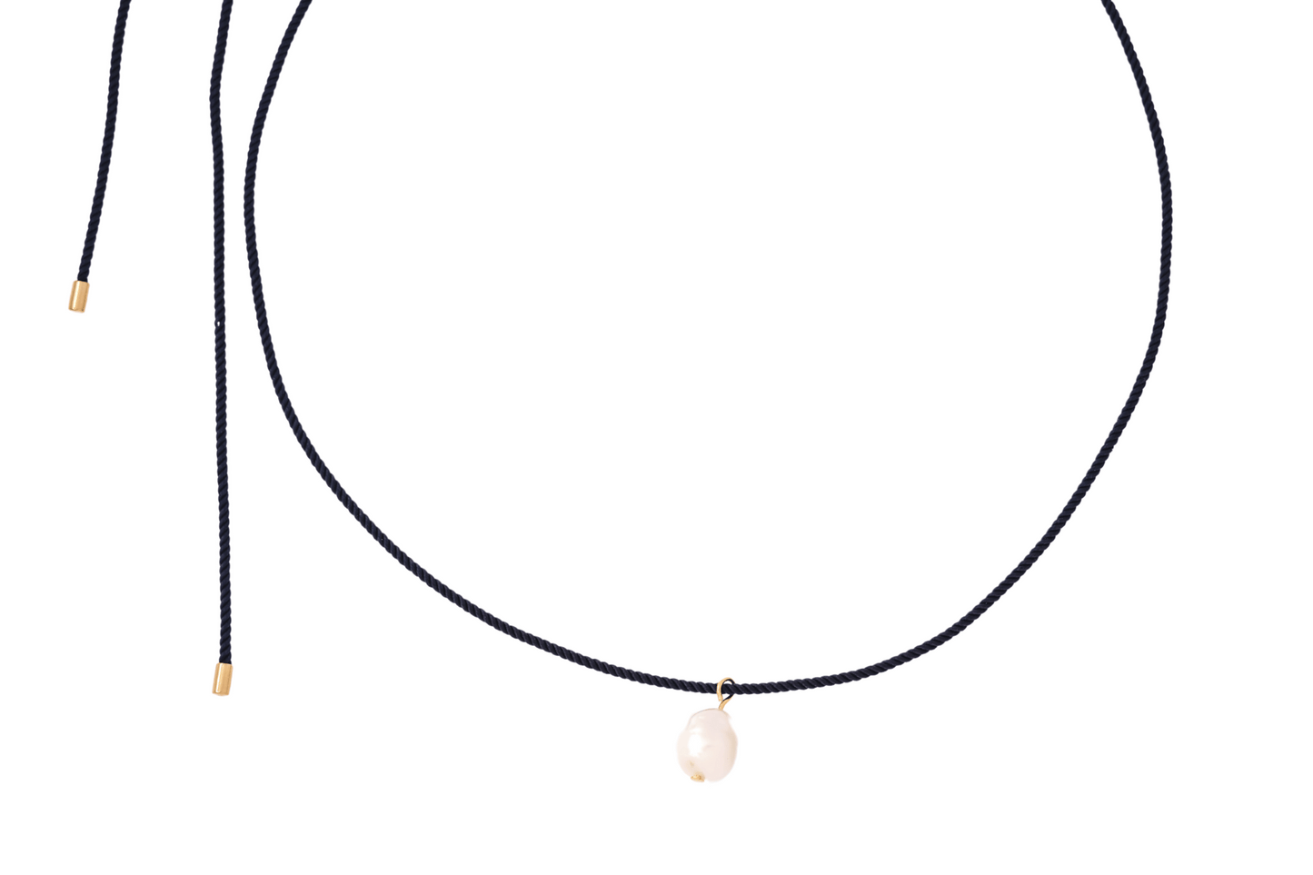 pearl + navy cord necklace - Necklaces - VUE by SEK