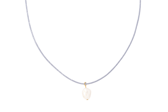 pearl + light blue cord necklace - Necklaces - VUE by SEK