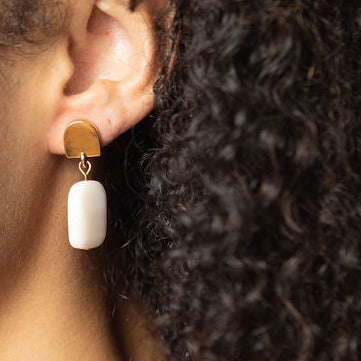 gold dome + mother-of-pearl earrings - Earrings - VUE by SEK