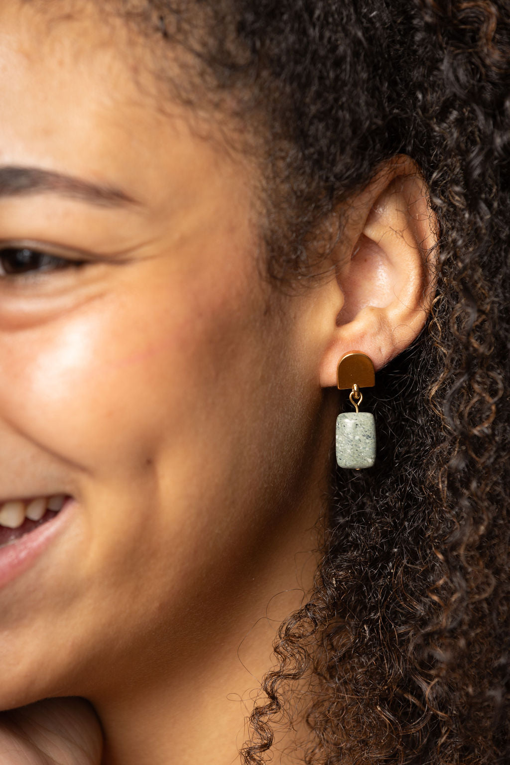 gold dome + teal lava earrings - Earrings - VUE by SEK