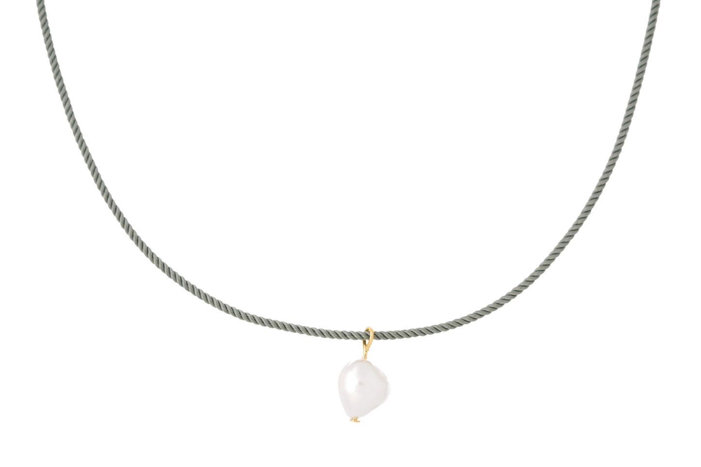 pearl + gray cord necklace - Necklaces - VUE by SEK