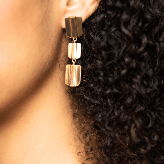 Load image into Gallery viewer, gold layered dome drop earrings - Earrings - VUE by SEK
