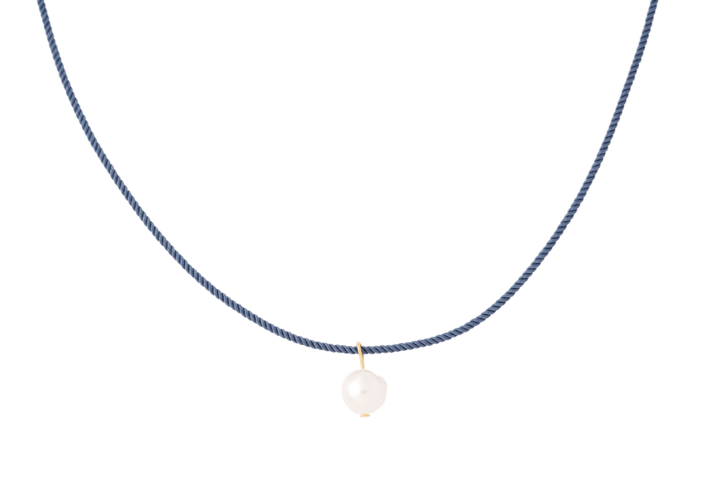 pearl + blue cord necklace - Necklaces - VUE by SEK