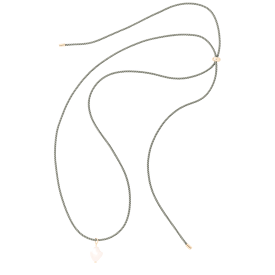 pearl + gray cord necklace - Necklaces - VUE by SEK