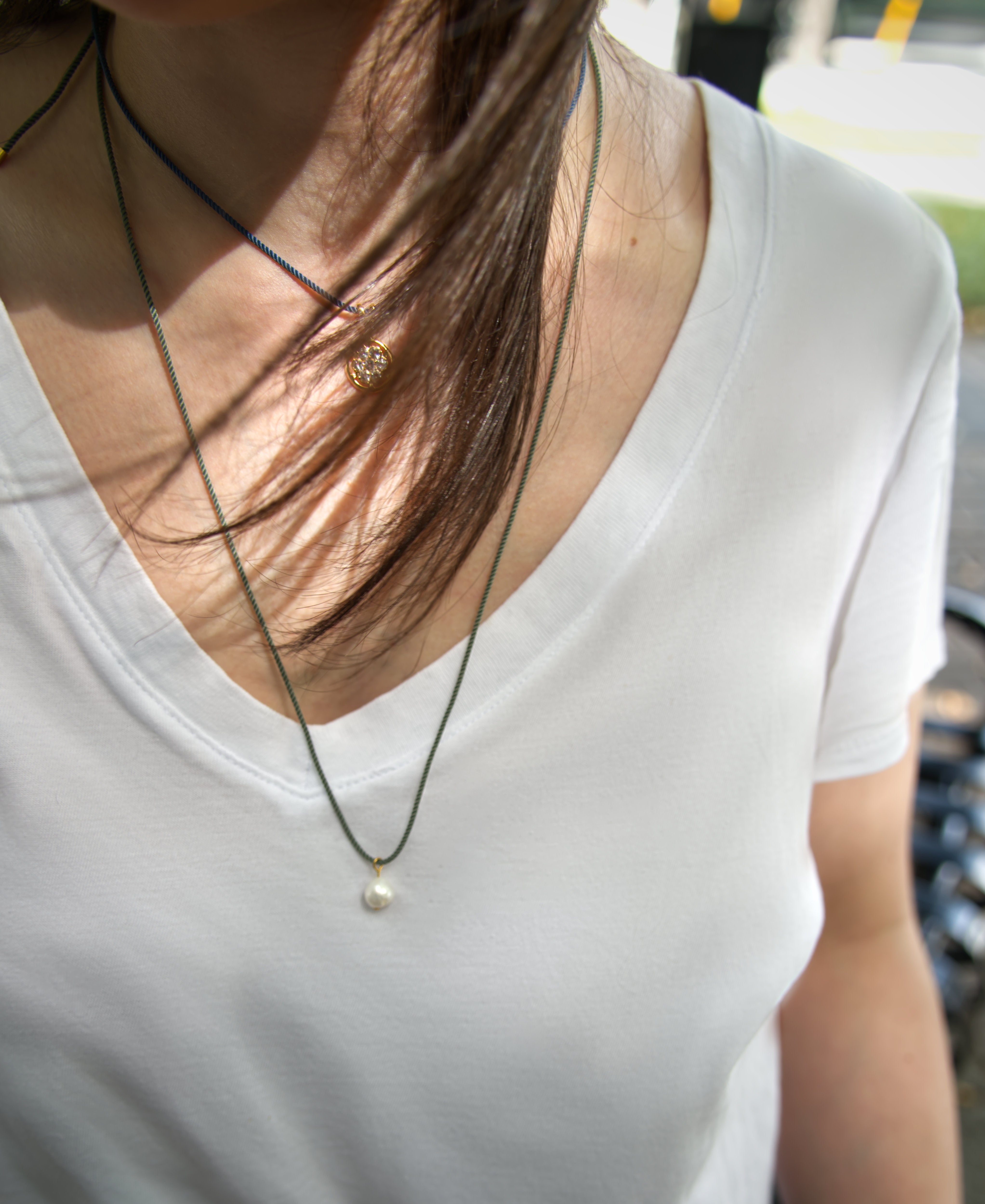 pearl + red cord necklace - VUE by SEK