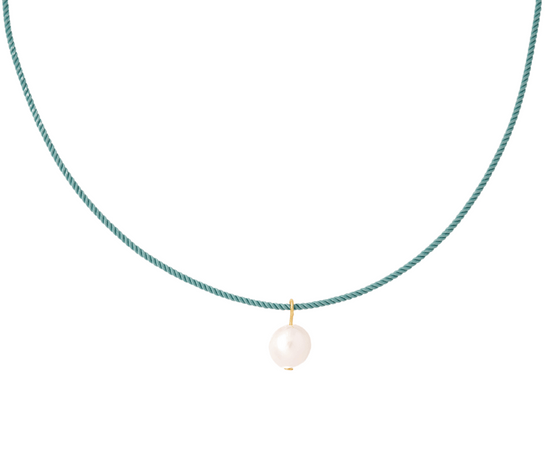 pearl + teal cord necklace - Necklaces - VUE by SEK