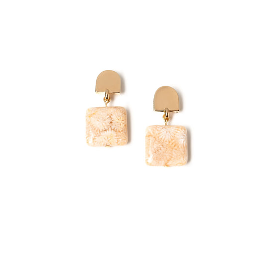 gold dome + fossil coral earrings - Earrings - VUE by SEK