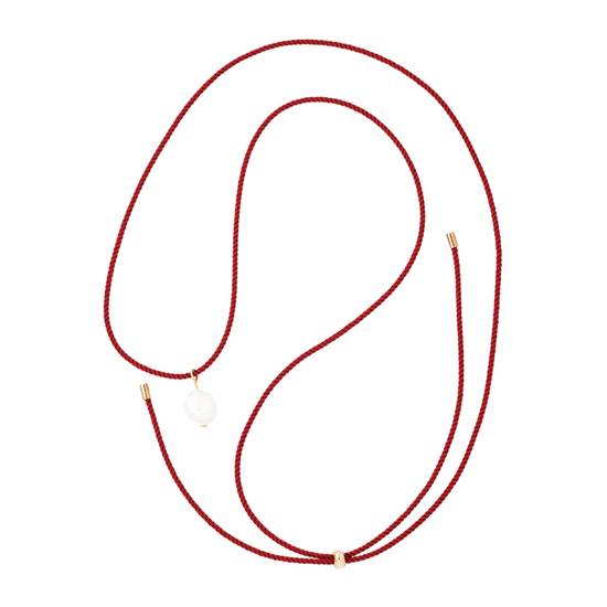 pearl + red cord necklace - Necklaces - VUE by SEK