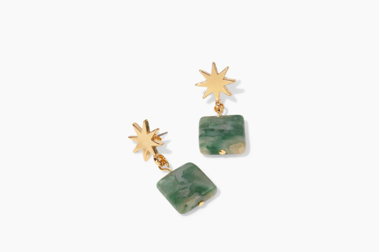 gold star + green amazonite earrings - Earrings - VUE by SEK