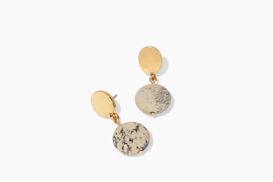 gold oval + spotted jasper earrings - Earrings - VUE by SEK