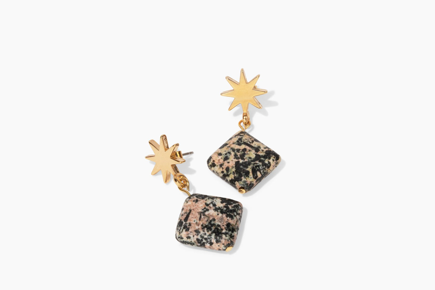 gold star + pink feldspar earrings - Earrings - VUE by SEK