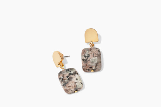 gold dome + pink feldspar earrings - Earrings - VUE by SEK