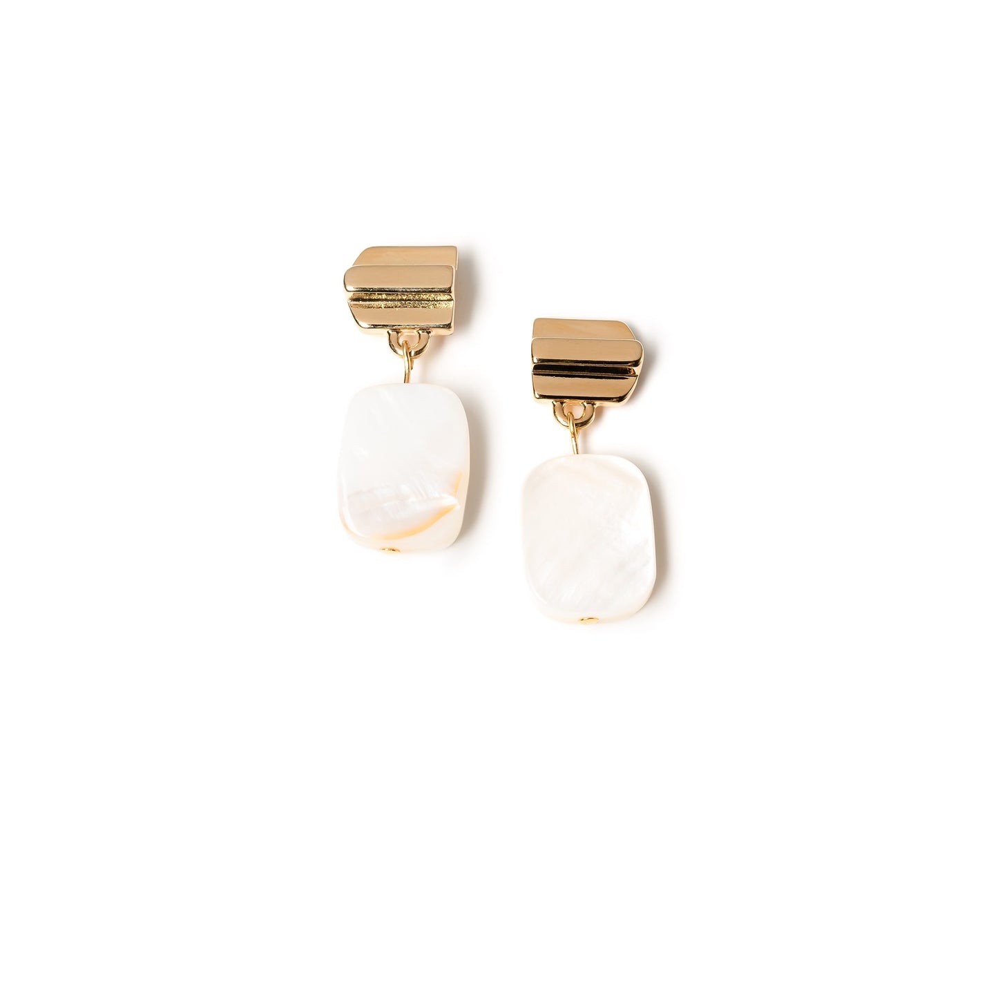 gold layered dome + mother-of-pearl earrings - Earrings - VUE by SEK