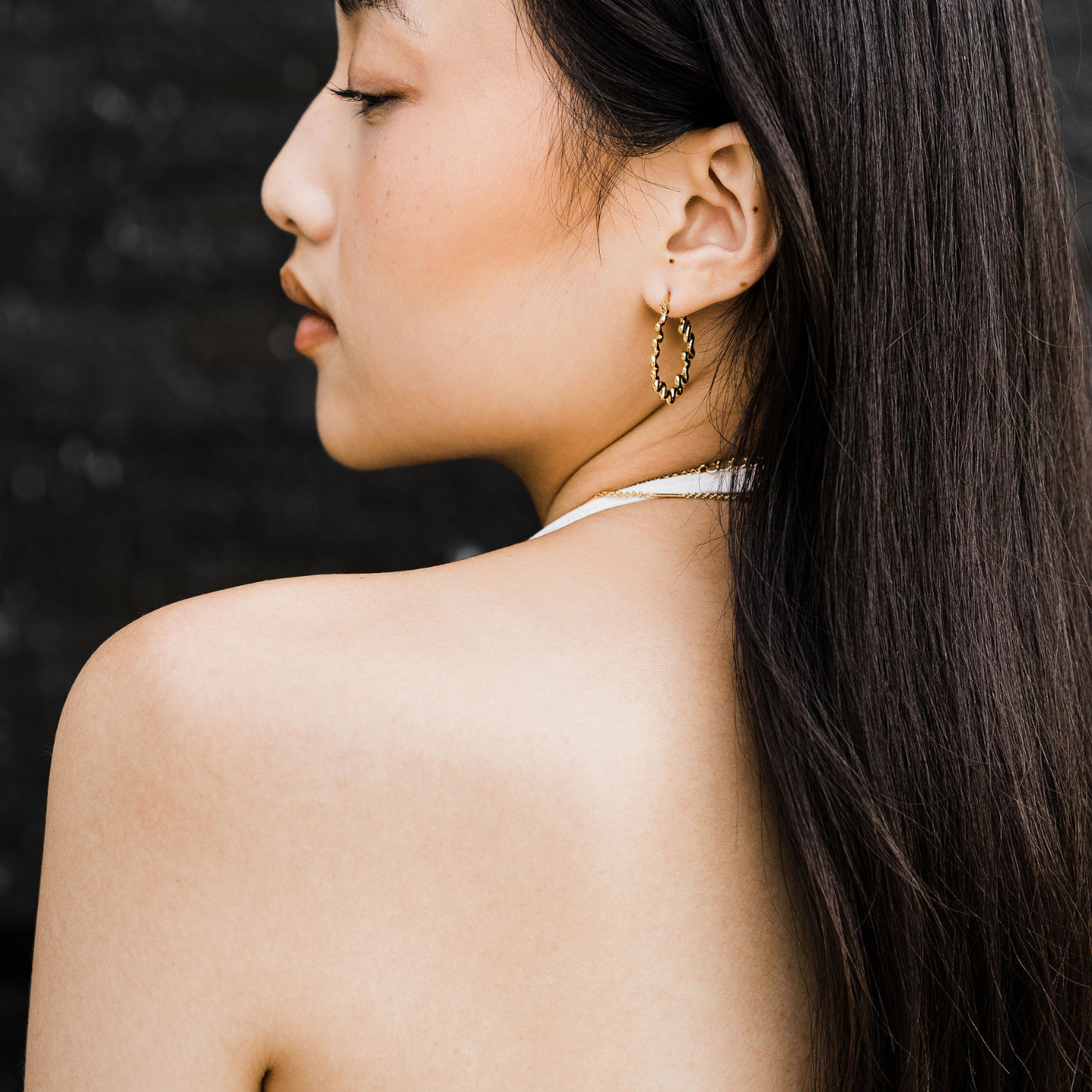 gold wavy hoop earrings - Hoop Earrings - VUE by SEK