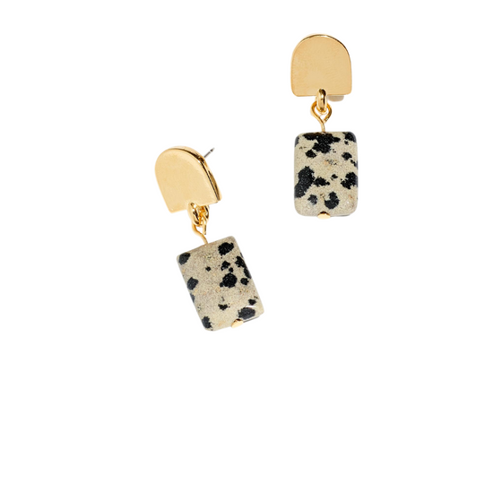 gold dome + dalmatian jasper earrings - Earrings - VUE by SEK