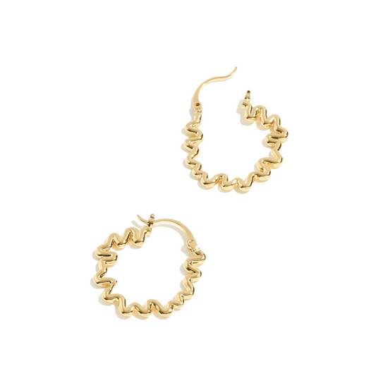 gold wavy hoop earrings - Hoop Earrings - VUE by SEK