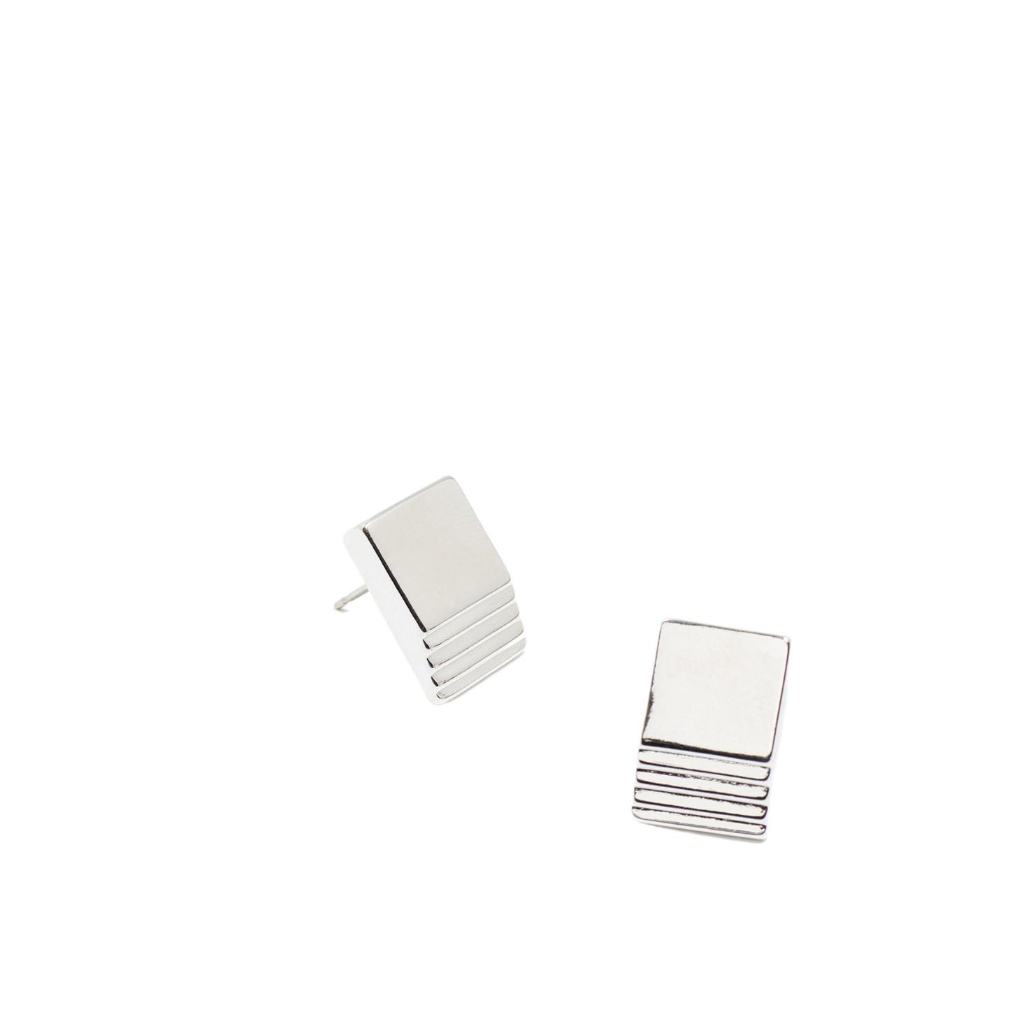 Load image into Gallery viewer, rhodium layered square studs - Stud Earrings - VUE by SEK
