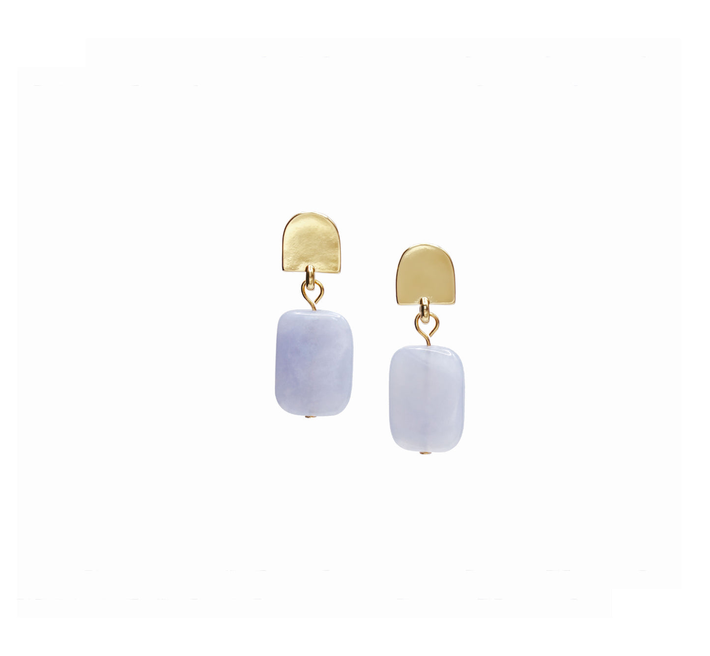 Load image into Gallery viewer, gold dome + baby blue agate earrings - gold dome + baby blue agate earrings - VUE by SEK
