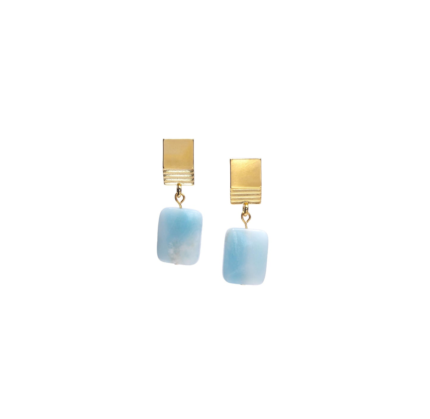 Load image into Gallery viewer, gold layered square + amazonite earrings - gold layered square + amazonite earrings - VUE by SEK
