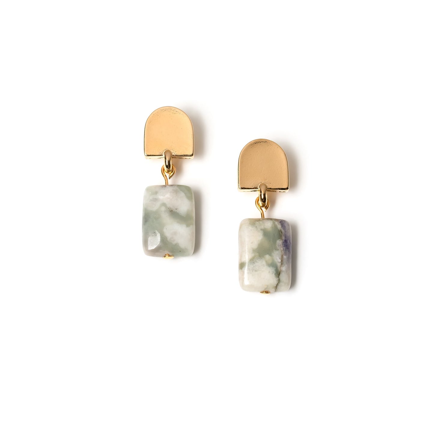 Load image into Gallery viewer, gold dome + peace jasper earrings - gold dome + peace jasper earrings - VUE by SEK
