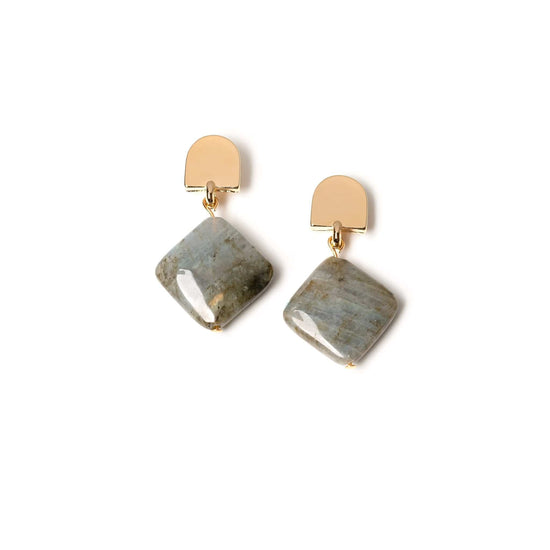 VUE by SEK Earrings gold dome + labradorite earrings