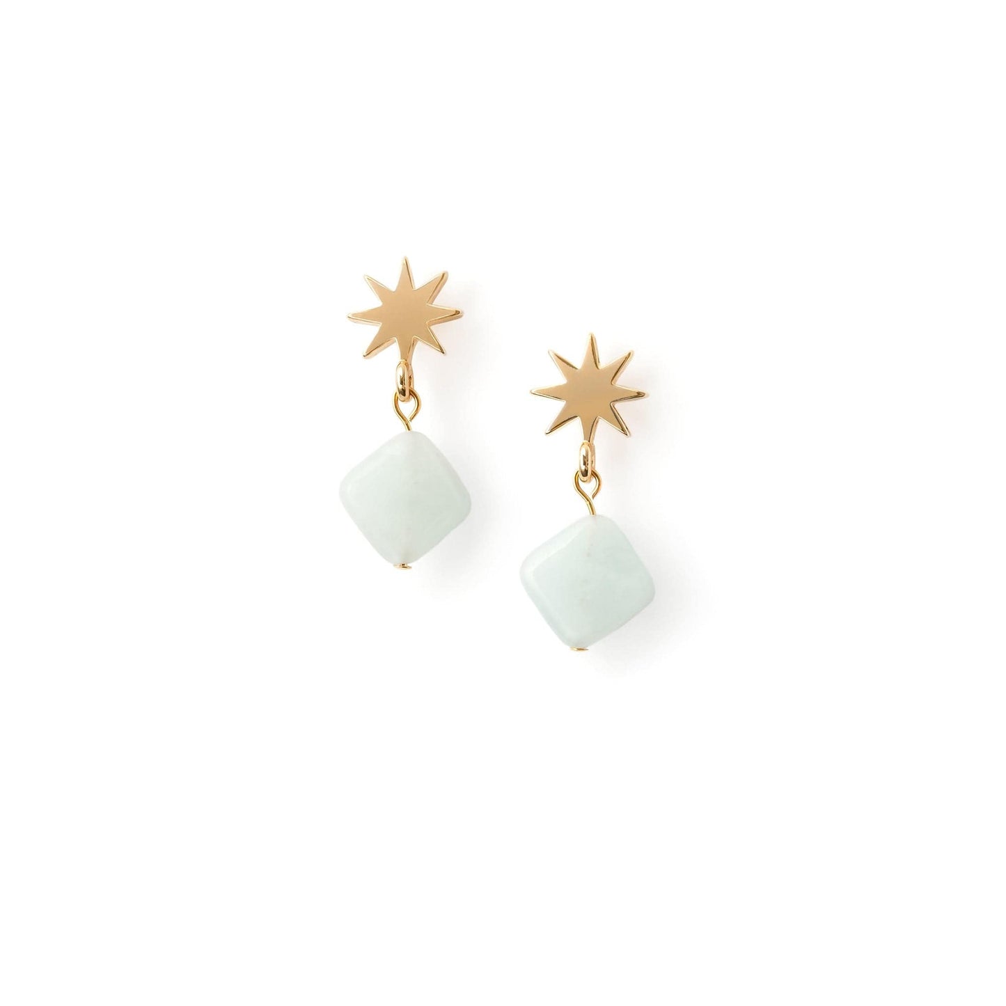 VUE by SEK Earrings gold star + mini aquamarine earrings