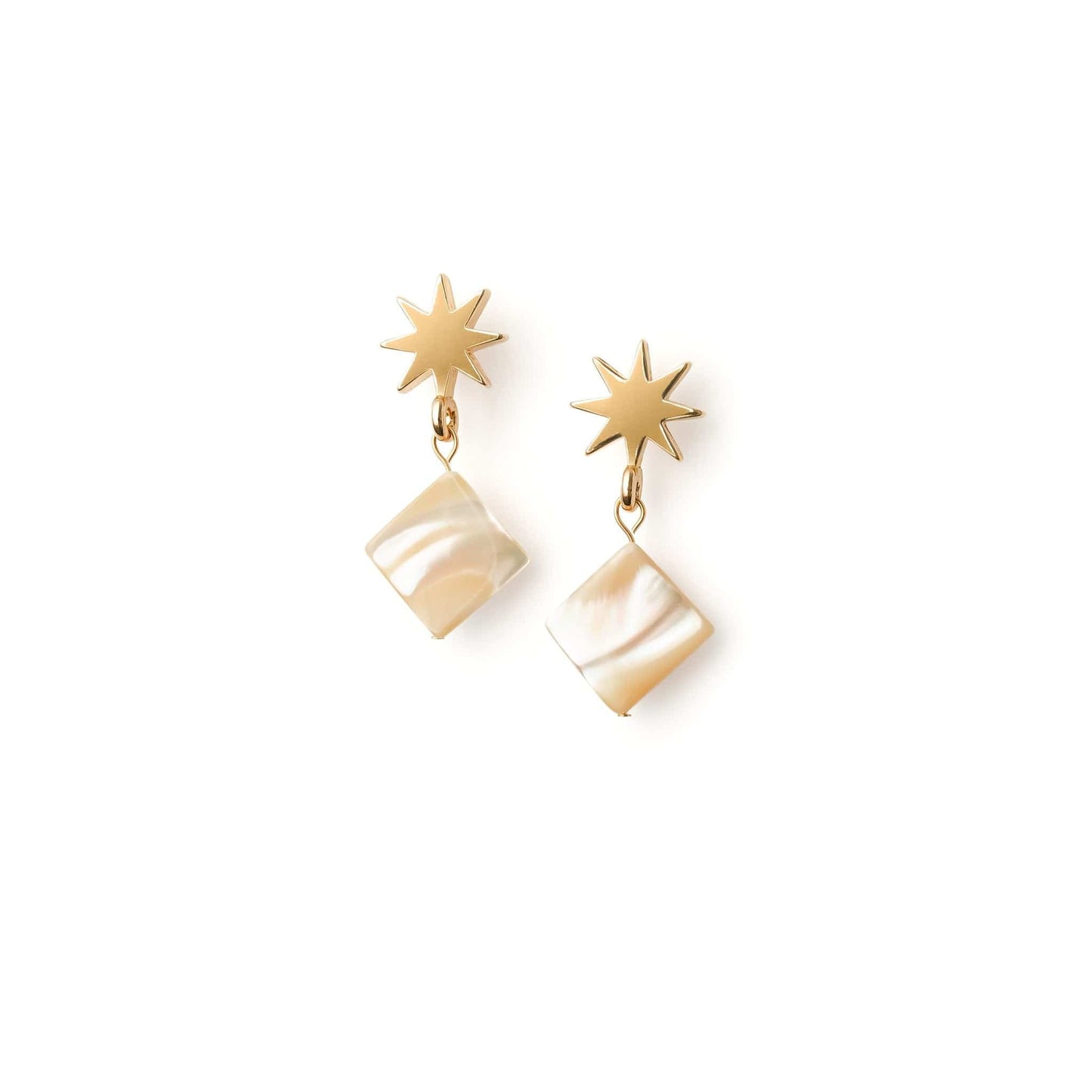 VUE by SEK Earrings gold star + mini mother-of-pearl earrings