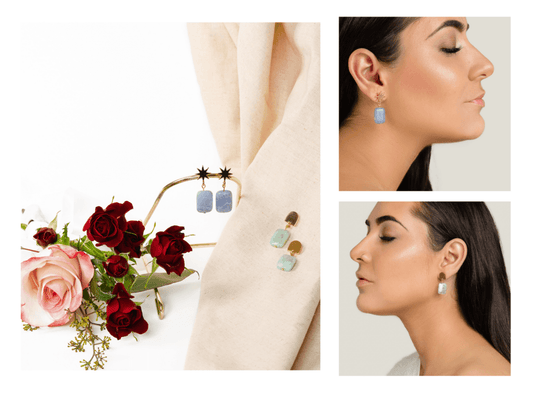 blue agate + chrysoprase bridesmaid earring collection - VUE by SEK