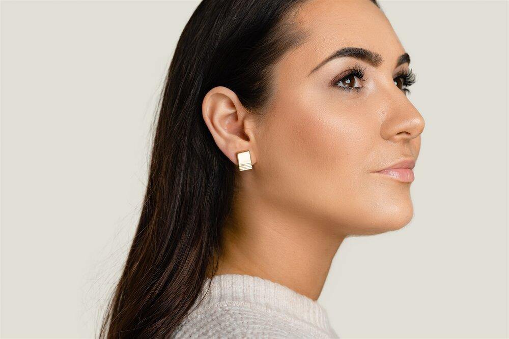 gold layered square studs - VUE by SEK