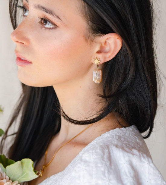 gold star + peachy pearl earrings - VUE by SEK