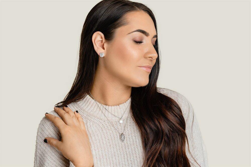 rhodium layered dome studs - VUE by SEK