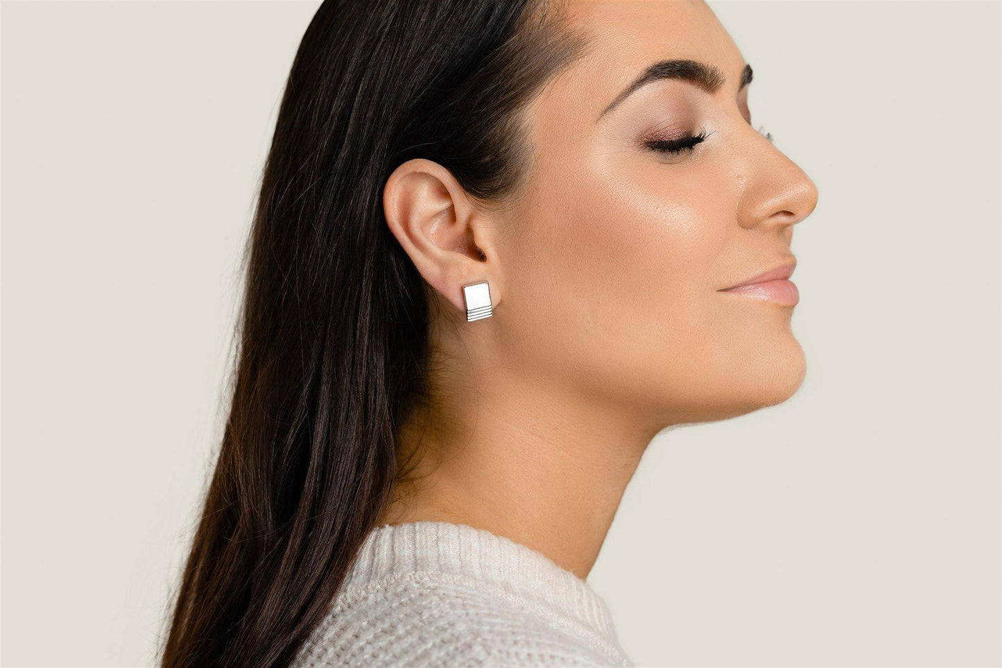 rhodium layered square studs - VUE by SEK