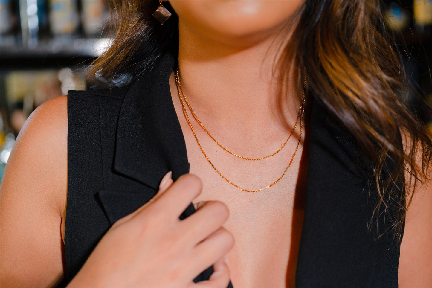 14k gold double layered chain necklace - VUE by SEK